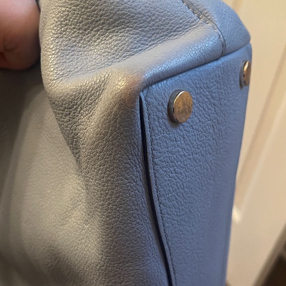 Michael Kors Raven Light Blue Pebbled Leather Large Shoulder Bag - Picture 12 of 13